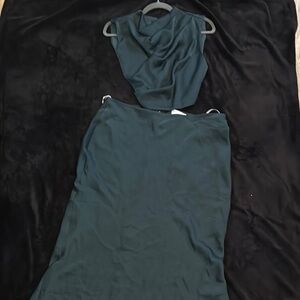 ASOS Blue Green Cowl Neck Gown